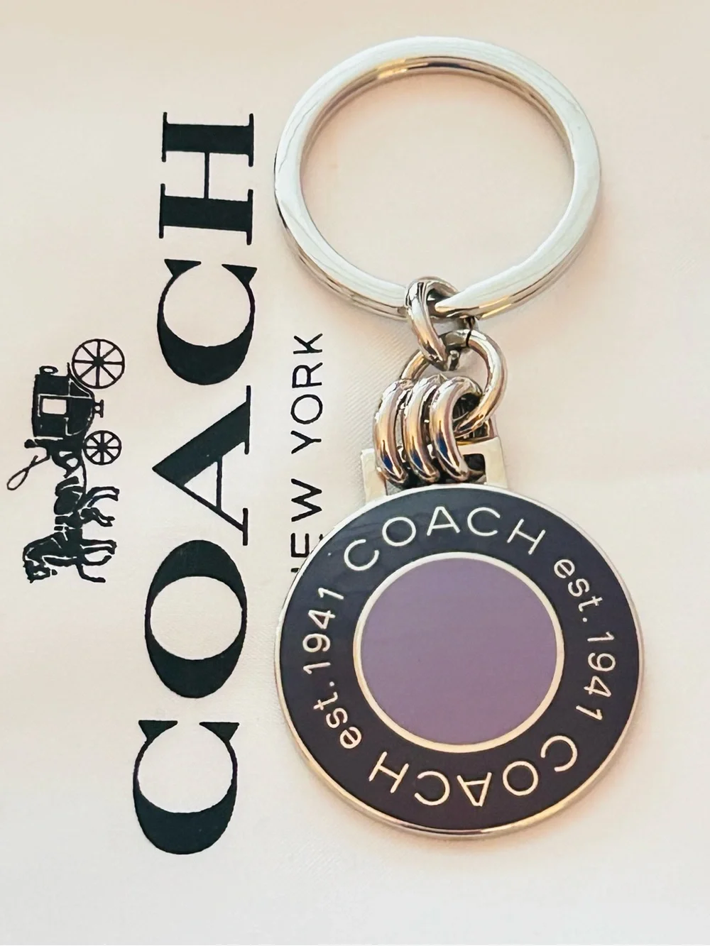 RARE Coach Y2K Est. 1941 Purple & Navy Blue Enamel Keychain/ Bag charm